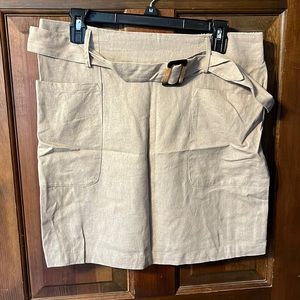 Tan linen short skirt